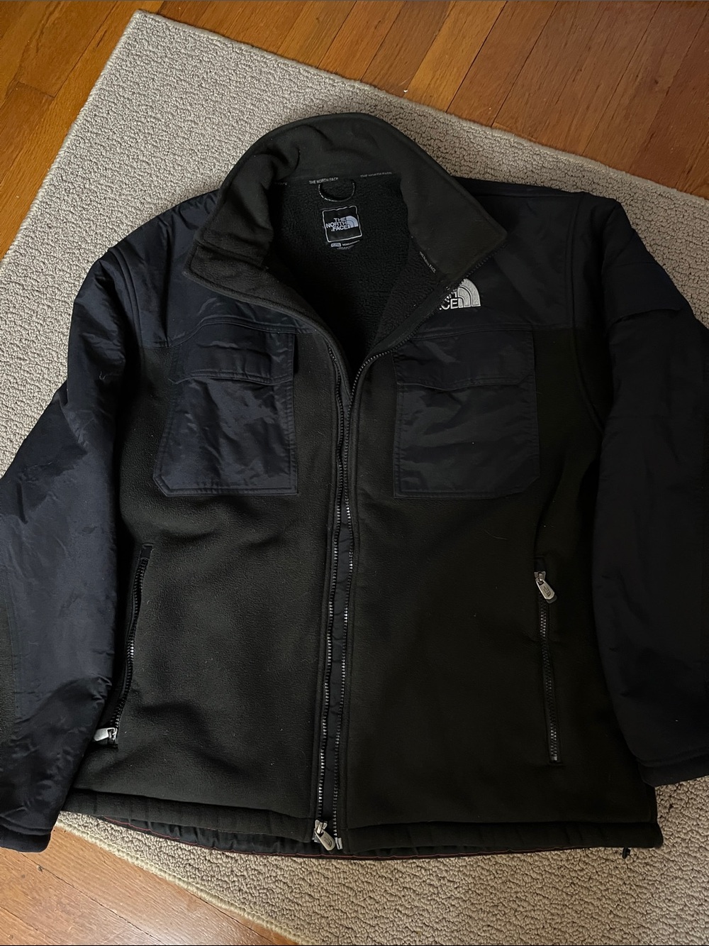 The North Face Black Men's Fleece Jacket with Woven Panels size XL.